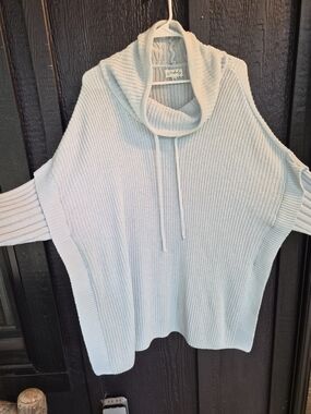 Wonderly Light Blue Cowl Neck Knit Sweater